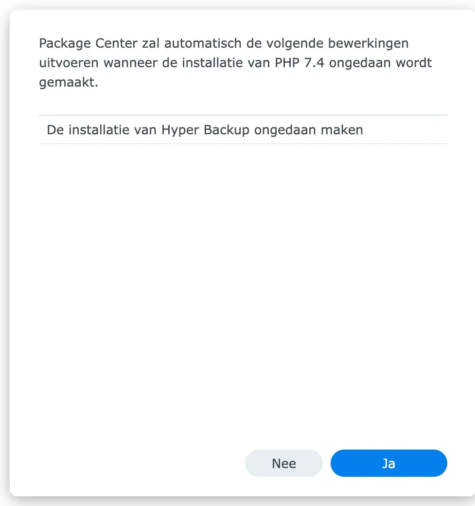 比利时安全机构 nxtbit 实测警告：卸载 PHP 7.4 会导致群晖强制连带卸载 Hyper Backup